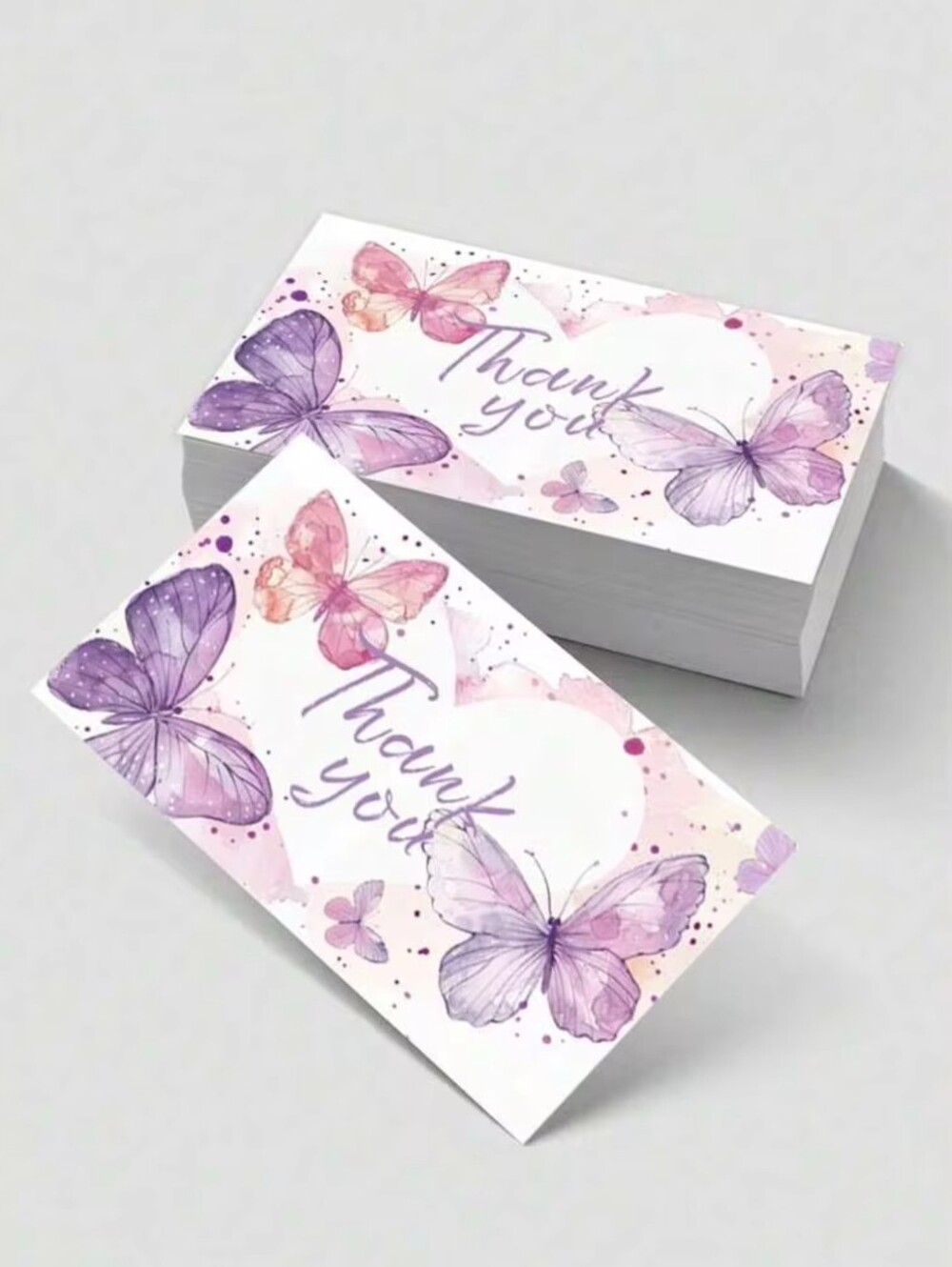 25 PCS Butterfly Watercolor Thank You Business Cards